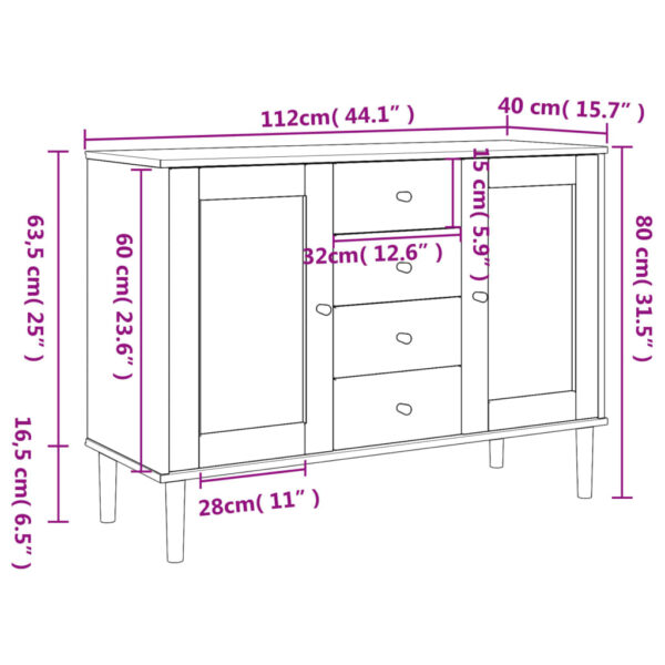 vidaXL Sideboard SENJA Rattan Look White 44.1"x15.7"x31.5" Solid Wood Pine - Image 10