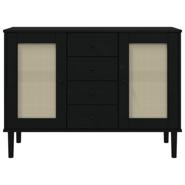 vidaXL Sideboard SENJA Rattan Look Black 44.1"x15.7"x31.5" Solid Wood Pine - Image 5