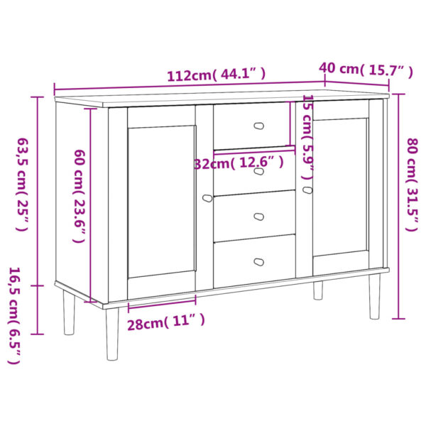 vidaXL Sideboard SENJA Rattan Look Black 44.1"x15.7"x31.5" Solid Wood Pine - Image 10