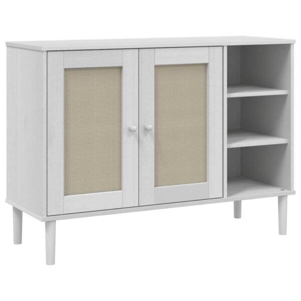 vidaXL Sideboard SENJA Rattan Look White 44.1"x15.7"x31.5" Solid Wood Pine - Image 2