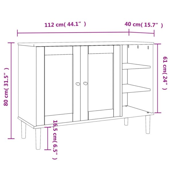 vidaXL Sideboard SENJA Rattan Look White 44.1"x15.7"x31.5" Solid Wood Pine - Image 10