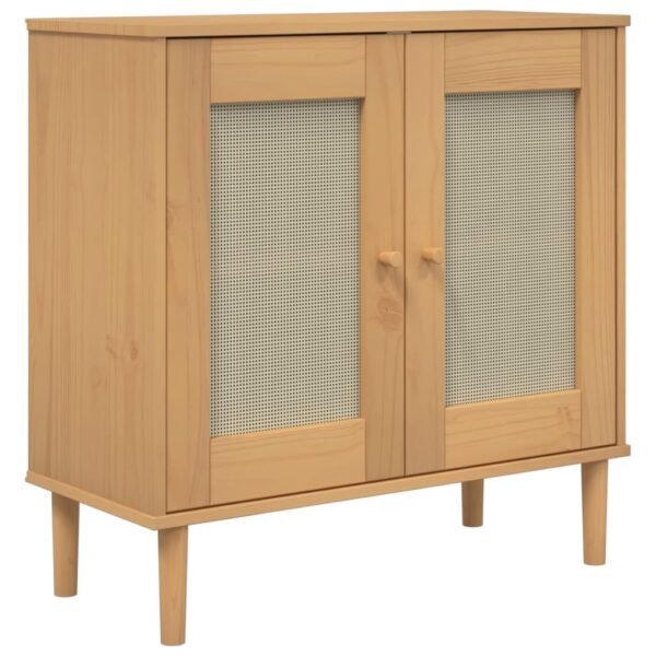 vidaXL Sideboard SENJA Rattan Look Brown 31.5"x13.8"x31.5" Solid Wood Pine - Image 2