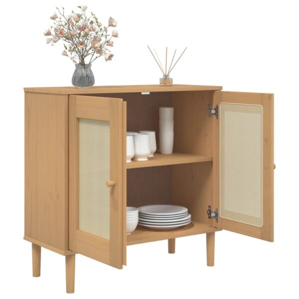 vidaXL Sideboard SENJA Rattan Look Brown 31.5"x13.8"x31.5" Solid Wood Pine - Image 4