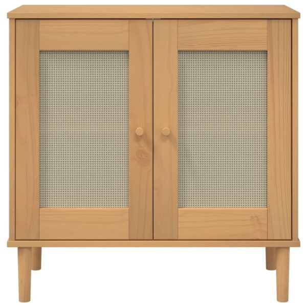 vidaXL Sideboard SENJA Rattan Look Brown 31.5"x13.8"x31.5" Solid Wood Pine - Image 5