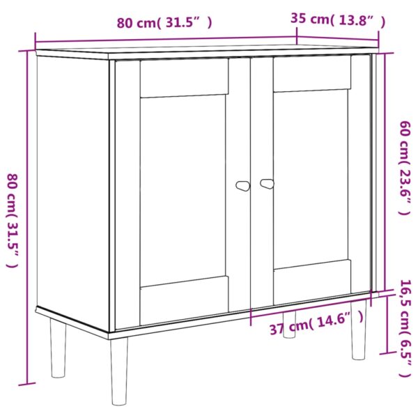 vidaXL Sideboard SENJA Rattan Look Brown 31.5"x13.8"x31.5" Solid Wood Pine - Image 10