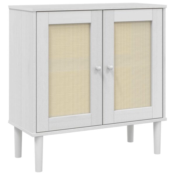 vidaXL Sideboard SENJA Rattan Look White 31.5"x13.8"x31.5" Solid Wood Pine - Image 2