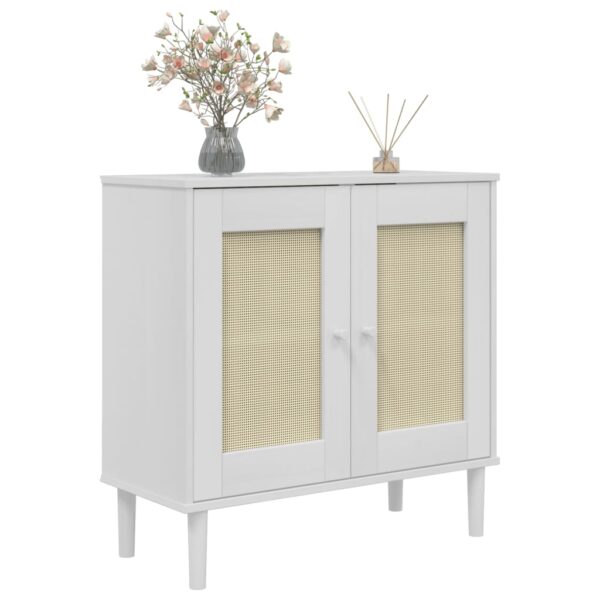 vidaXL Sideboard SENJA Rattan Look White 31.5"x13.8"x31.5" Solid Wood Pine - Image 3