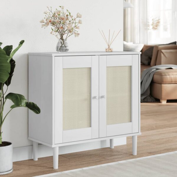 vidaXL Sideboard SENJA Rattan Look White 31.5"x13.8"x31.5" Solid Wood Pine