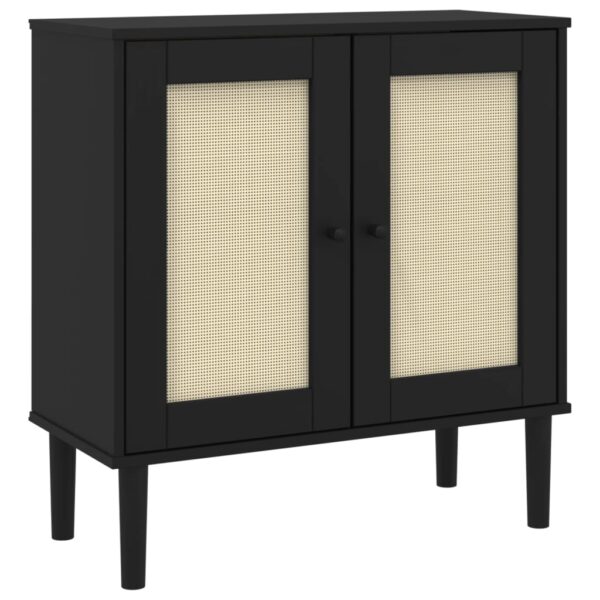 vidaXL Sideboard SENJA Rattan Look Black 31.5"x13.8"x31.5" Solid Wood Pine - Image 2