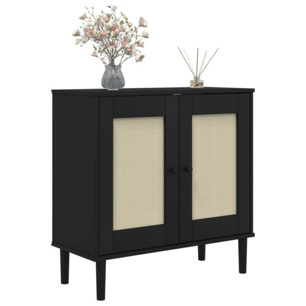 vidaXL Sideboard SENJA Rattan Look Black 31.5"x13.8"x31.5" Solid Wood Pine - Image 3