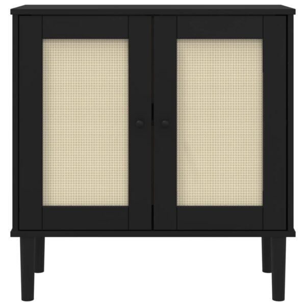 vidaXL Sideboard SENJA Rattan Look Black 31.5"x13.8"x31.5" Solid Wood Pine - Image 5