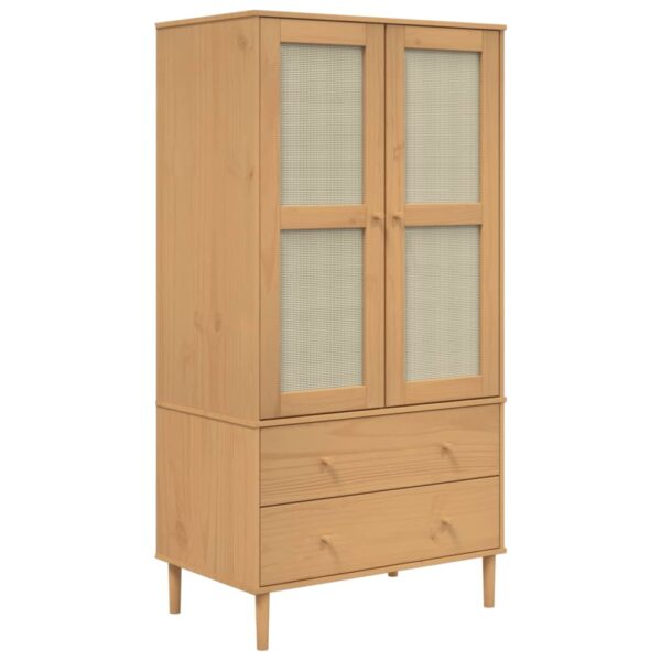 vidaXL Wardrobe SENJA Rattan Look Brown 35.4"x21.7"x68.9" Solid Wood Pine - Image 2