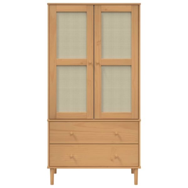 vidaXL Wardrobe SENJA Rattan Look Brown 35.4"x21.7"x68.9" Solid Wood Pine - Image 5