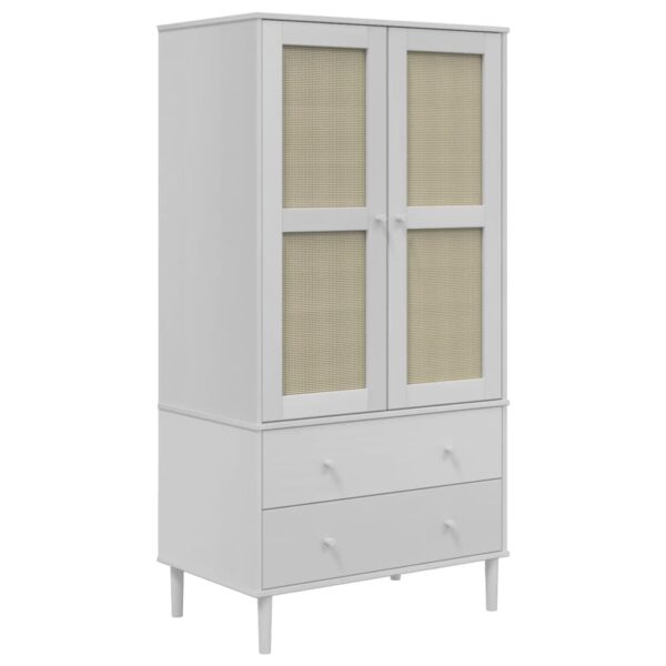 vidaXL Wardrobe SENJA Rattan Look White 35.4"x21.7"x68.9" Solid Wood Pine - Image 2