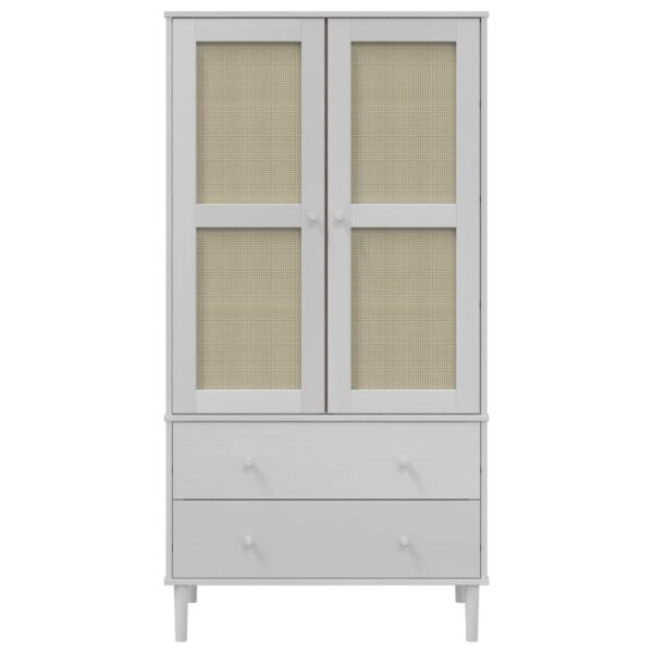 vidaXL Wardrobe SENJA Rattan Look White 35.4"x21.7"x68.9" Solid Wood Pine - Image 5