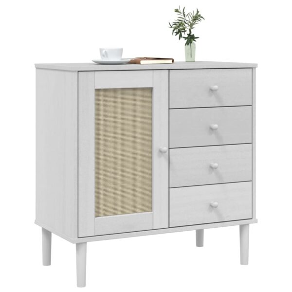 vidaXL Sideboard SENJA Rattan Look White 31.5"x15.7"x31.5" Solid Wood Pine - Image 3