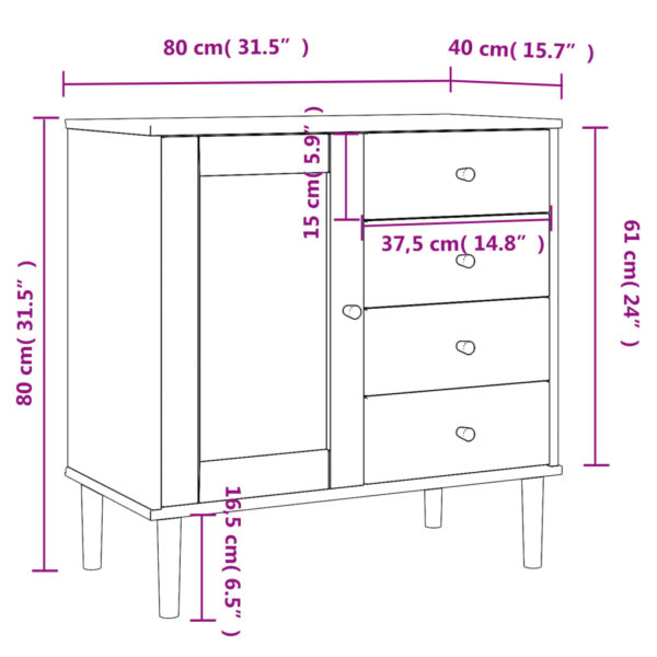 vidaXL Sideboard SENJA Rattan Look White 31.5"x15.7"x31.5" Solid Wood Pine - Image 10