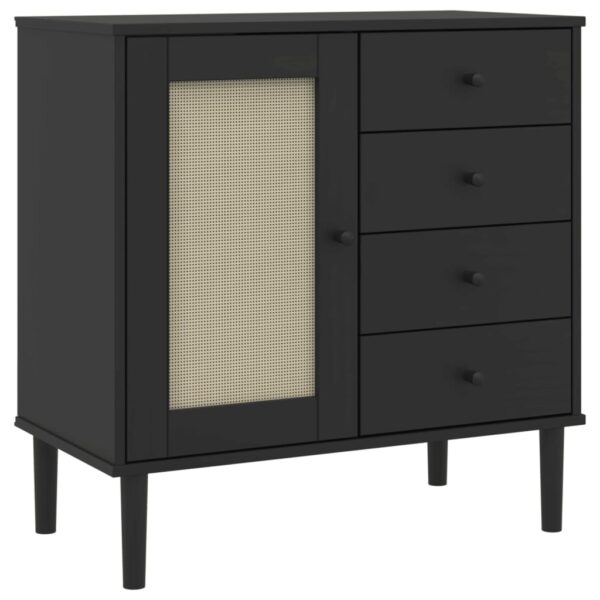 vidaXL Sideboard SENJA Rattan Look Black 31.5"x15.7"x31.5" Solid Wood Pine - Image 2