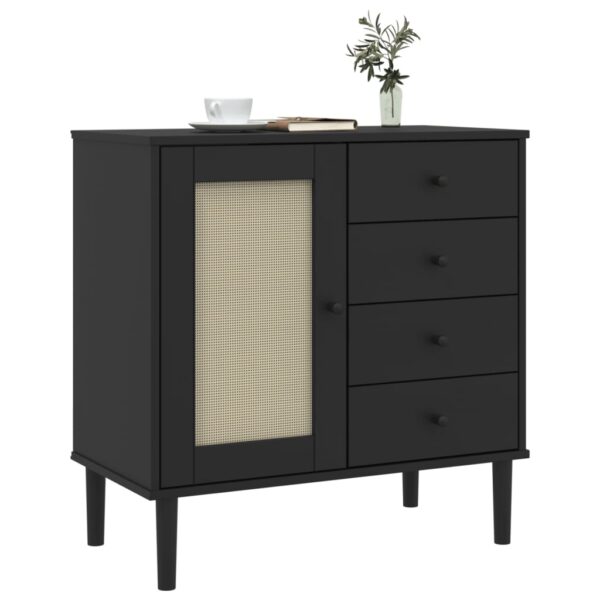 vidaXL Sideboard SENJA Rattan Look Black 31.5"x15.7"x31.5" Solid Wood Pine - Image 3