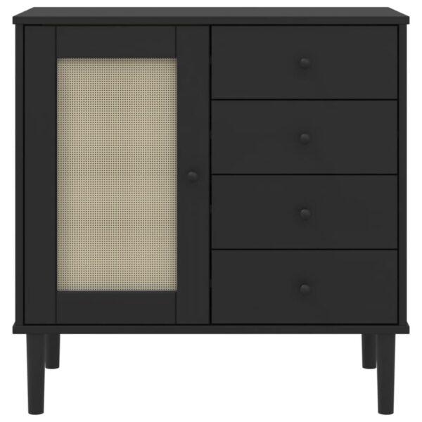 vidaXL Sideboard SENJA Rattan Look Black 31.5"x15.7"x31.5" Solid Wood Pine - Image 5