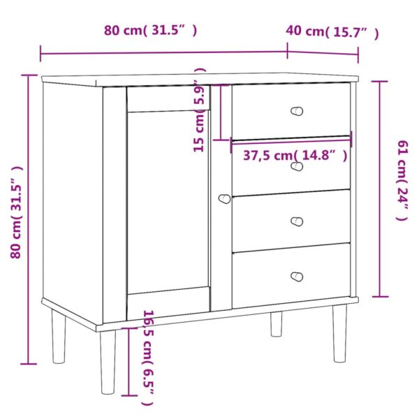 vidaXL Sideboard SENJA Rattan Look Black 31.5"x15.7"x31.5" Solid Wood Pine - Image 10