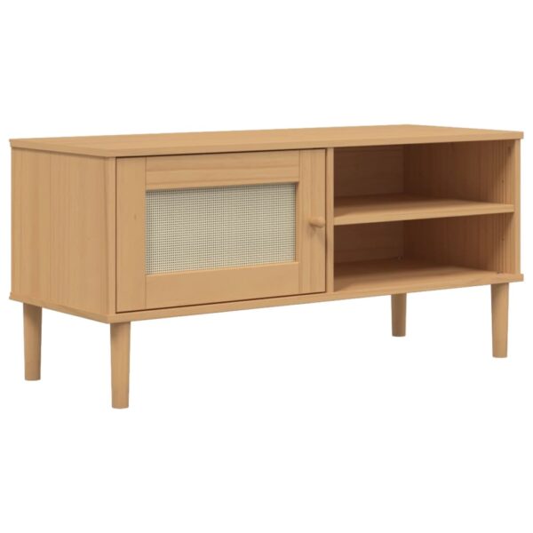 vidaXL TV Stand SENJA Rattan Look Brown 41.7"x15.7"x19.3" Solid Wood Pine - Image 2