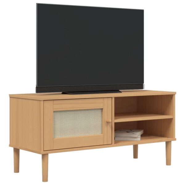 vidaXL TV Stand SENJA Rattan Look Brown 41.7"x15.7"x19.3" Solid Wood Pine - Image 3