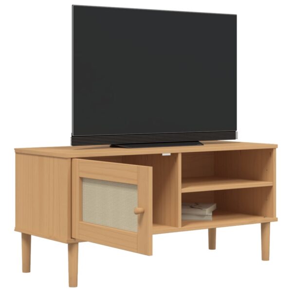 vidaXL TV Stand SENJA Rattan Look Brown 41.7"x15.7"x19.3" Solid Wood Pine - Image 4