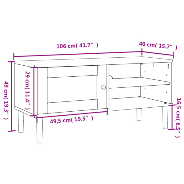 vidaXL TV Stand SENJA Rattan Look Brown 41.7"x15.7"x19.3" Solid Wood Pine - Image 10