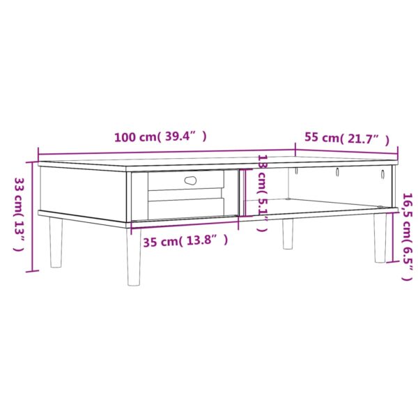 vidaXL Coffee Table SENJA Rattan Look White 39.4"x21.7"x13" Solid Wood - Image 10