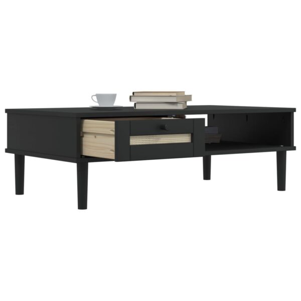 vidaXL Coffee Table SENJA Rattan Look Black 39.4"x21.7"x13" Solid Wood - Image 4