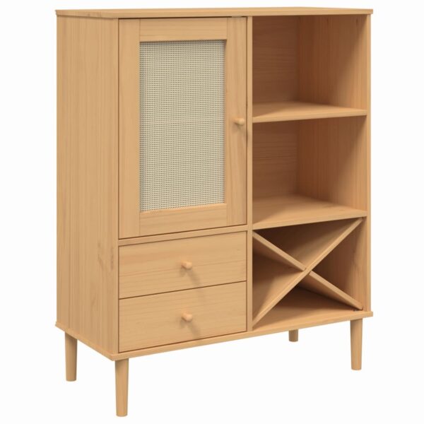 vidaXL Highboard SENJA Rattan Look Brown 35.4"x15.7"x44.1" Solid Wood Pine - Image 2