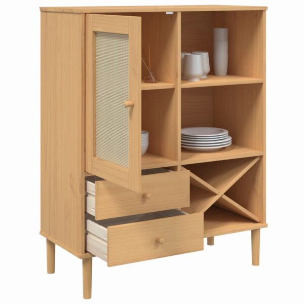 vidaXL Highboard SENJA Rattan Look Brown 35.4"x15.7"x44.1" Solid Wood Pine - Image 4