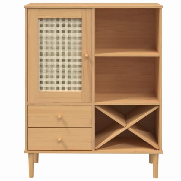 vidaXL Highboard SENJA Rattan Look Brown 35.4"x15.7"x44.1" Solid Wood Pine - Image 5