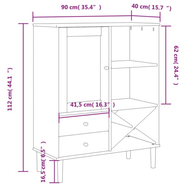 vidaXL Highboard SENJA Rattan Look Brown 35.4"x15.7"x44.1" Solid Wood Pine - Image 10