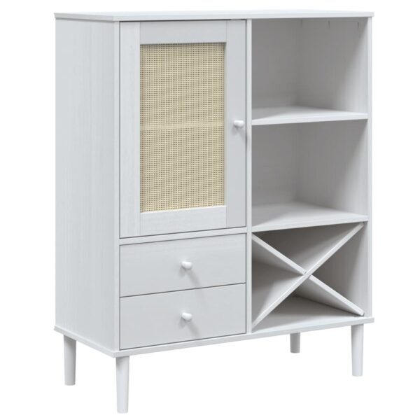 vidaXL Highboard SENJA Rattan Look White 35.4"x15.7"x44.1" Solid Wood Pine - Image 2