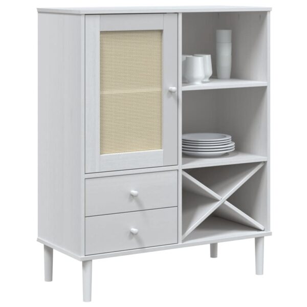 vidaXL Highboard SENJA Rattan Look White 35.4"x15.7"x44.1" Solid Wood Pine - Image 3