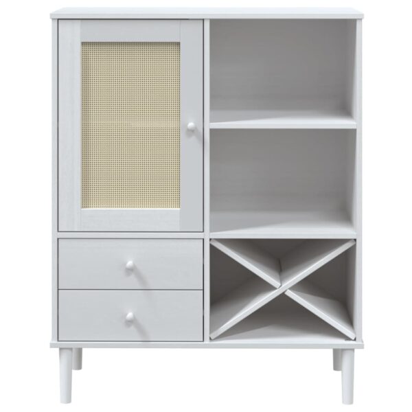 vidaXL Highboard SENJA Rattan Look White 35.4"x15.7"x44.1" Solid Wood Pine - Image 5