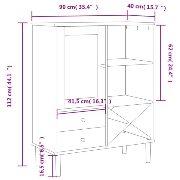 vidaXL Highboard SENJA Rattan Look White 35.4"x15.7"x44.1" Solid Wood Pine - Image 10