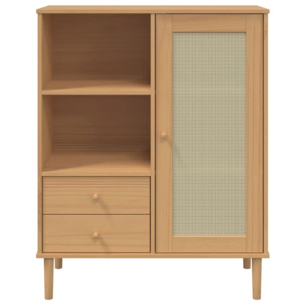 vidaXL Highboard SENJA Rattan Look Brown 35.4"x15.7"x44.1" Solid Wood Pine - Image 5