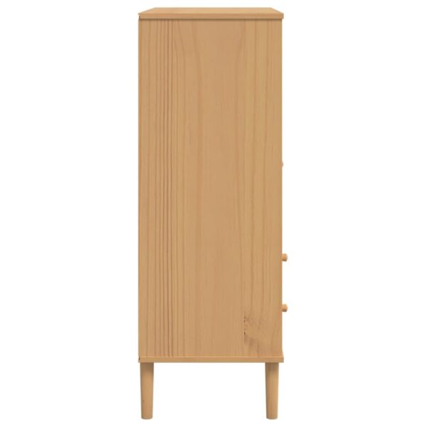 vidaXL Highboard SENJA Rattan Look Brown 35.4"x15.7"x44.1" Solid Wood Pine - Image 7