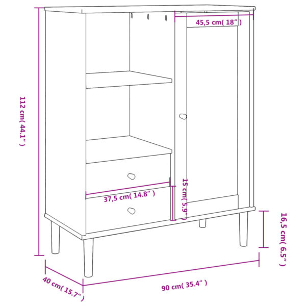 vidaXL Highboard SENJA Rattan Look Brown 35.4"x15.7"x44.1" Solid Wood Pine - Image 10