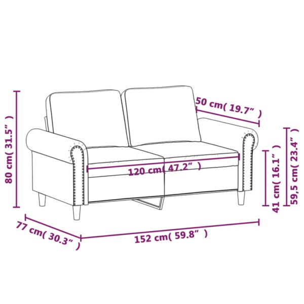 vidaXL 2-Seater Sofa Black 47.2" Faux Leather - Image 8