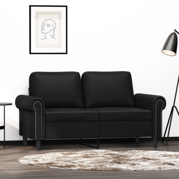 vidaXL 2-Seater Sofa Black 47.2" Faux Leather