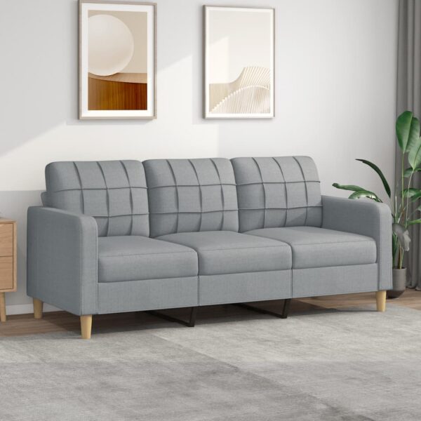 vidaXL 3-Seater Sofa Light Gray 70.9" Fabric