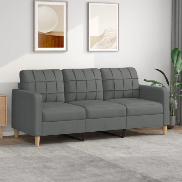 vidaXL 3-Seater Sofa Dark Gray 70.9" Fabric