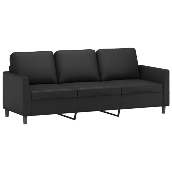 vidaXL 3-Seater Sofa Black 70.9" Faux Leather - Image 2