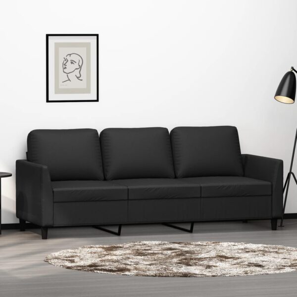 vidaXL 3-Seater Sofa Black 70.9" Faux Leather