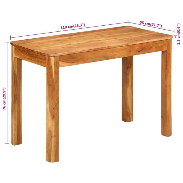 vidaXL Dining Table 43.3"x21.7"x29.9" Solid Wood Acacia - Image 7