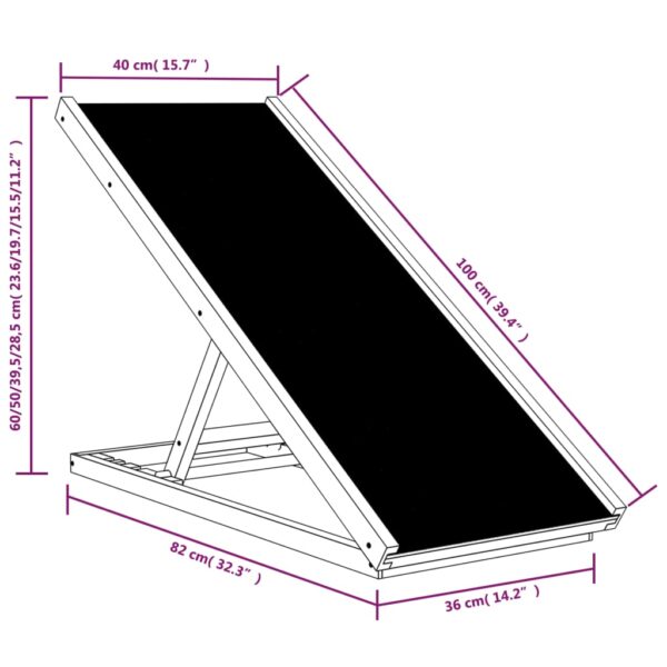 vidaXL Dog Ramp Gray 39.4"x15.7" Solid Wood Fir - Image 9